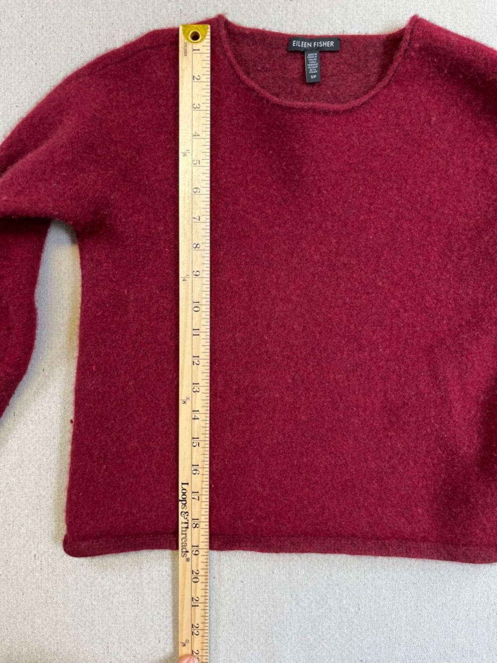Eileen Fisher Red Cashmere Blend Sweater Women’s Small Crew Neck - Picture 6 of 9